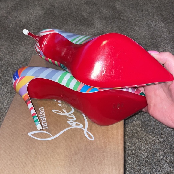 Christian Louboutin Multicolor Striped Heels - Picture 4 of 7